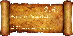 Vozáry Arisztid névjegykártya